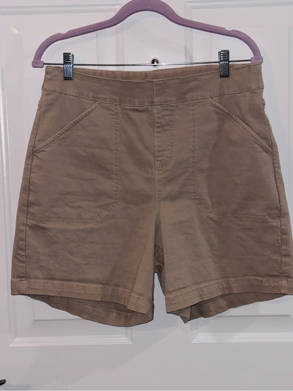 Nautica Women's Khaki Bermuda Shorts with Front Patch Pockets